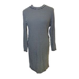 Motherhood Maternity Black & White Stripe Long Sleeve Dress XL Back Zip